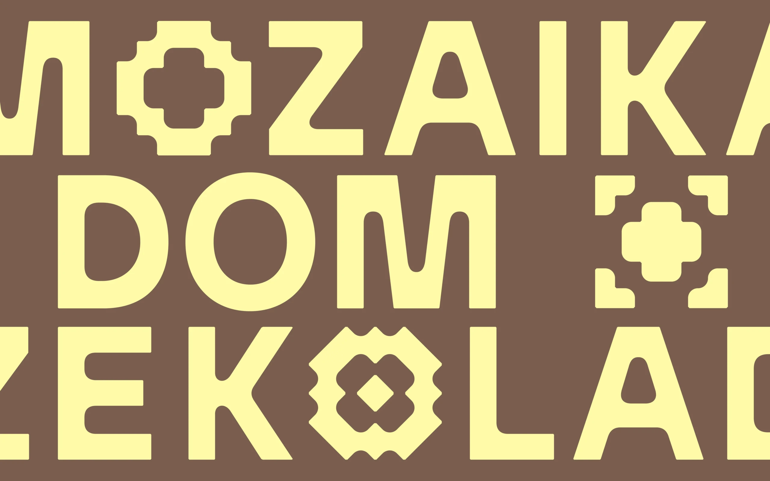 Mozaika yellow letter on brown background